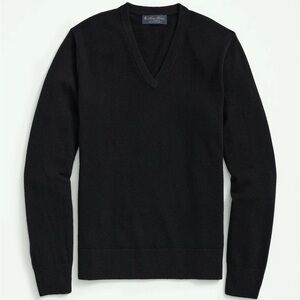 Brooks Brothers 100% Cashmere Black V-Neck Sweater Old Money Preppy Academia XL